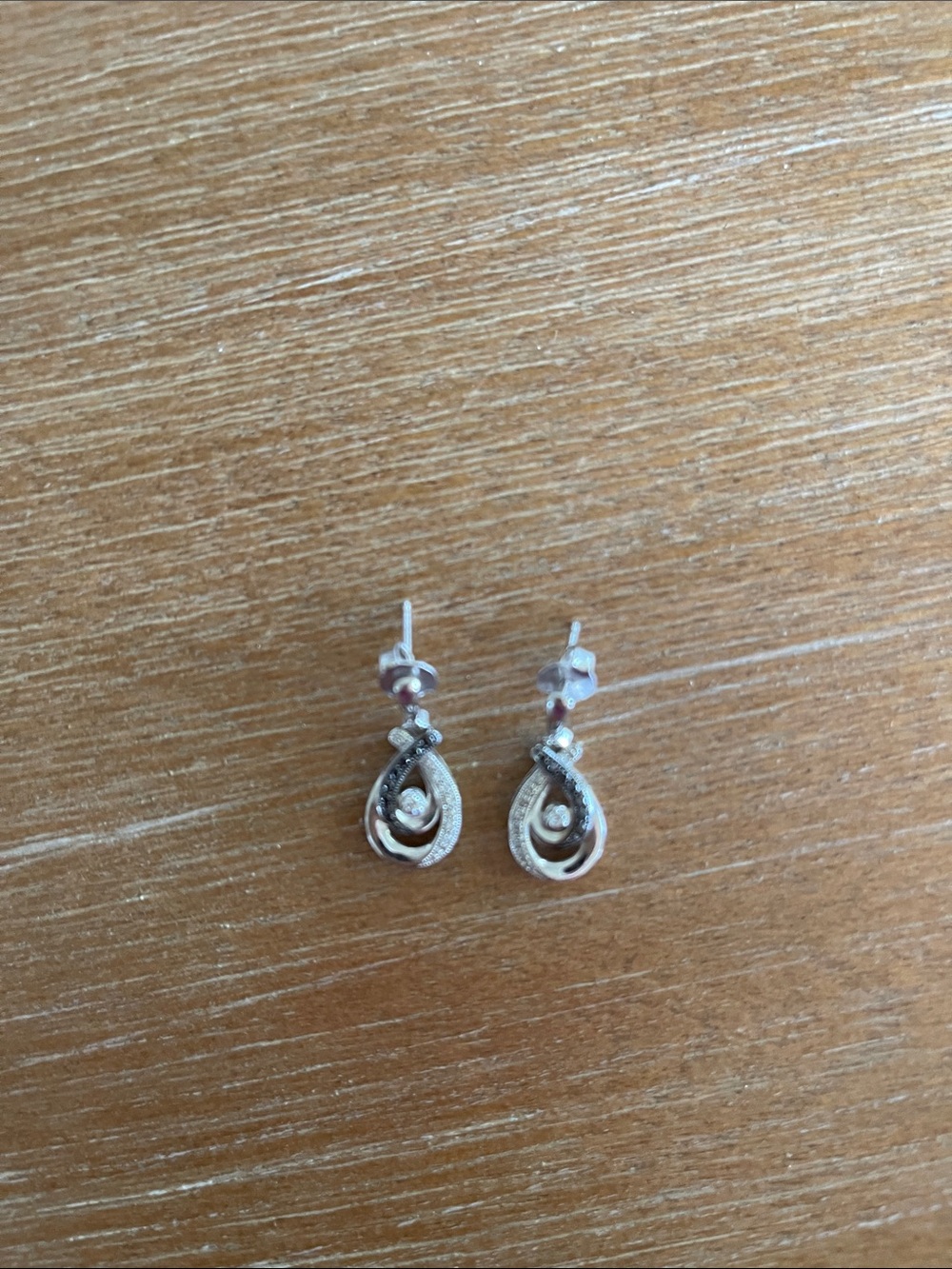 Kay Jewelers Silver Teardrop Dangle Earrings with Sparkling Accents